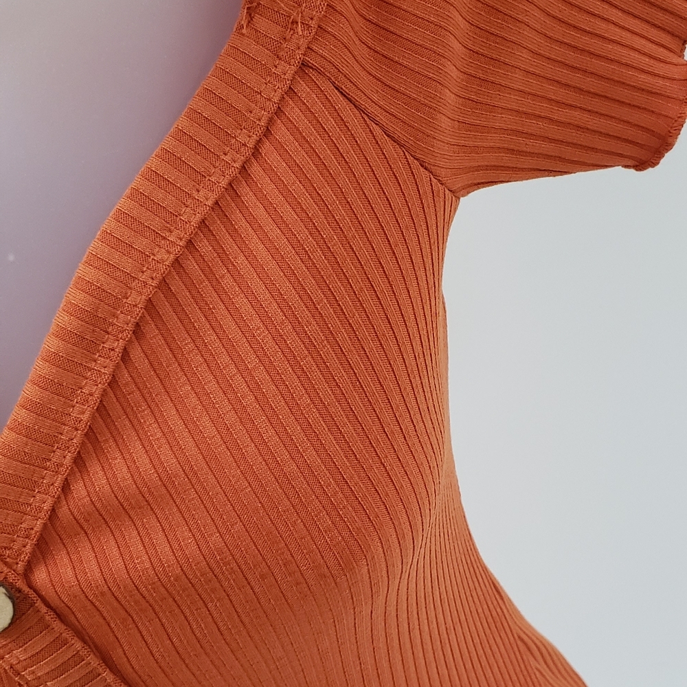 Rust shoulder Rib Dress - Picture 3 of 4